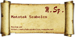 Matotek Szabolcs névjegykártya